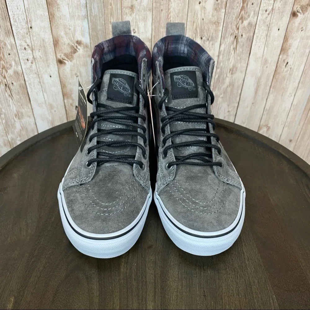 Vans Sk8-Hi MTE Pewter Plaid High Top Hiking Boot Sneaker‎ Size 9.5 Women